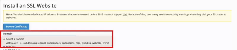 c&agrave;i SSL tr&ecirc;n hosting cPanel